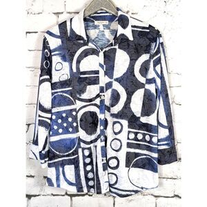 JESS & JANE Dottie Button-Front Tunic Casual Comfort Artsy Beachy Size XL